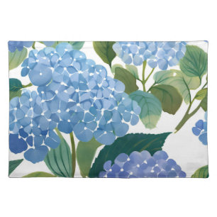 Blue Hydrangeas   Beautiful Floral Bush Cloth Placemat