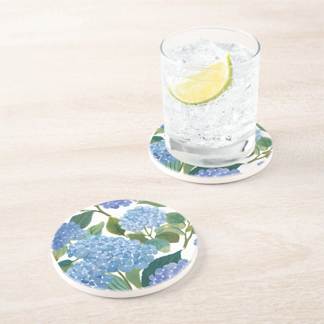 Blue Hydrangeas | Beautiful Floral Bush Coaster (Side)