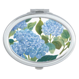 Blue Hydrangeas   Beautiful Floral Bush Compact Mirror