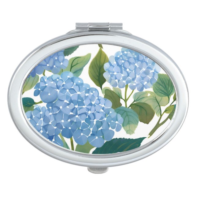 Blue Hydrangeas | Beautiful Floral Bush Compact Mirror (Front)