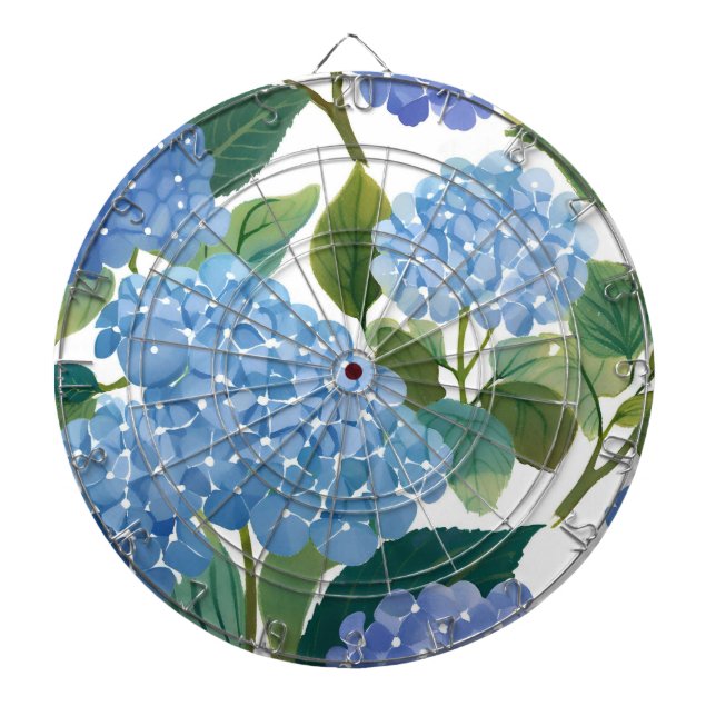 Blue Hydrangeas | Beautiful Floral Bush Dart Board (Front)