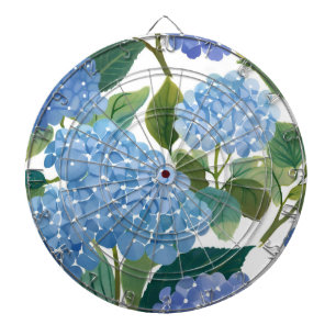 Blue Hydrangeas Beautiful Floral Bush Dart Board