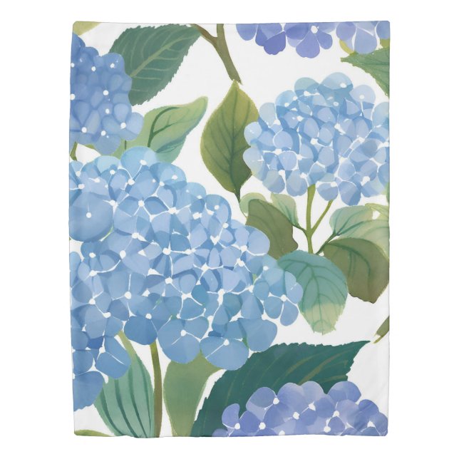 Blue Hydrangeas | Beautiful Floral Bush Duvet Cover (Front)