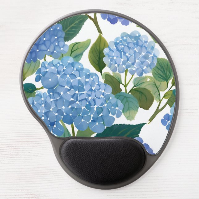 Blue Hydrangeas | Beautiful Floral Bush Gel Mouse Pad (Front)