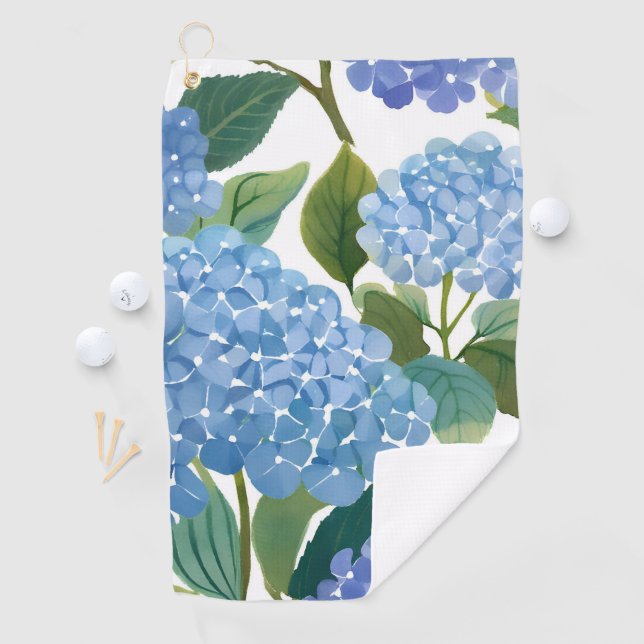 Blue Hydrangeas | Beautiful Floral Bush Golf Towel (InSitu)
