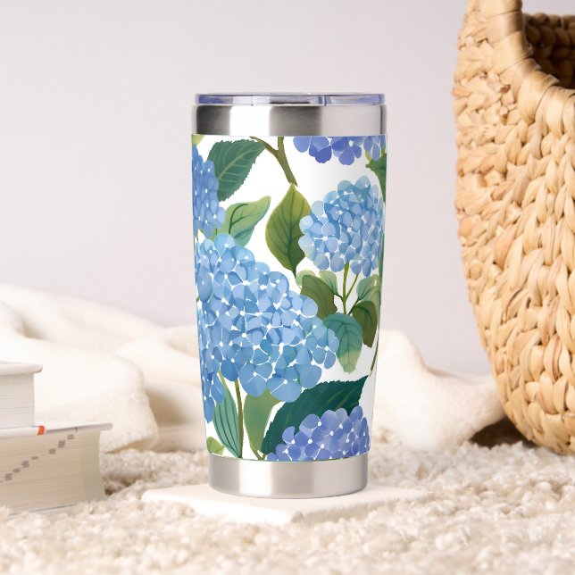Blue Hydrangeas | Beautiful Floral Bush Insulated Tumbler (Living Room (Rotated))