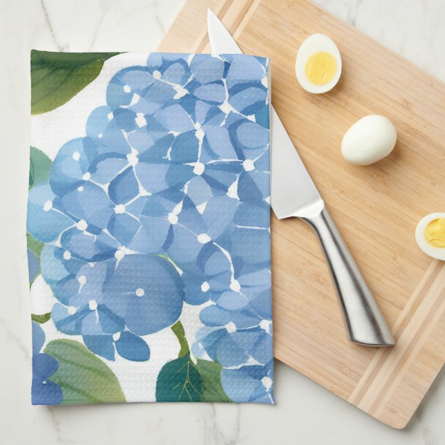Blue Hydrangeas | Beautiful Floral Bush Kitchen Towel (Quarter Fold)