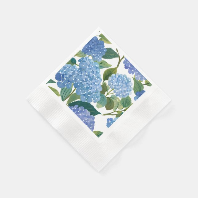 Blue Hydrangeas | Beautiful Floral Bush Napkins (Corner)