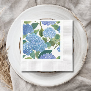 Blue Hydrangeas   Beautiful Floral Bush Napkins