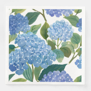 Blue Hydrangeas Beautiful Floral Bush Paper Dinner Napkins