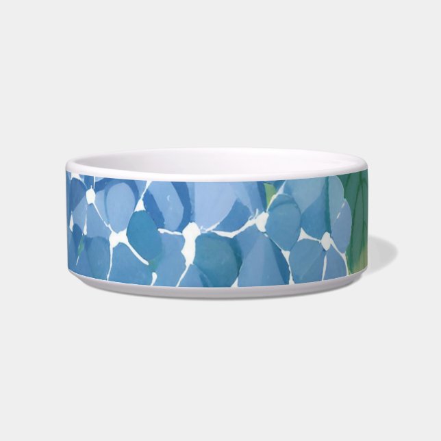 Blue Hydrangeas | Beautiful Floral Bush Pet Bowl (Front)