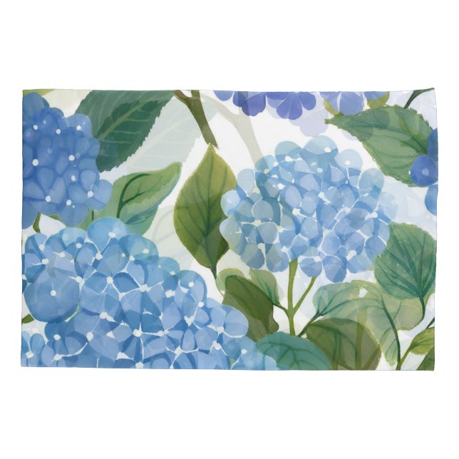 Blue Hydrangeas | Beautiful Floral Bush Pillow Case (Back)