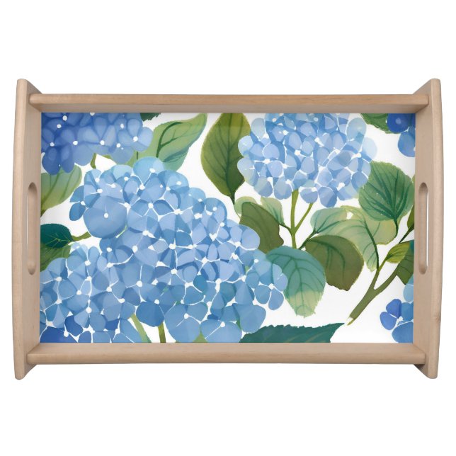 Blue Hydrangeas | Beautiful Floral Bush Serving Tray (Front)