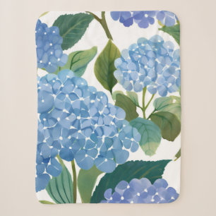 Blue Hydrangeas Beautiful Floral Bush Sherpa Blanket