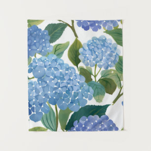 Blue Hydrangeas Beautiful Floral Bush Tapestry