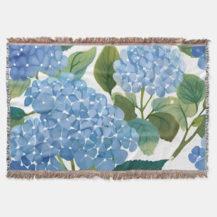 Blue Hydrangeas   Beautiful Floral Bush Throw Blanket