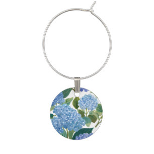 Blue Hydrangeas Beautiful Floral Bush Wine Charm