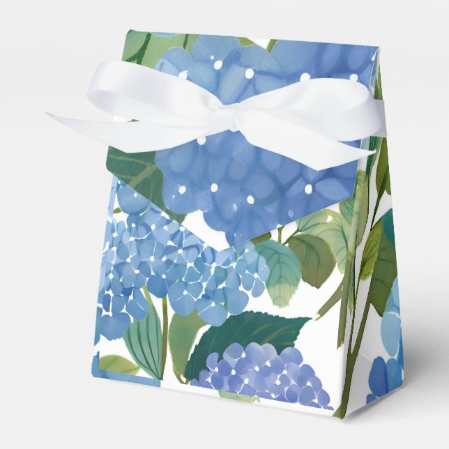 Blue Hydrangeas | Beautiful Floral Favor Boxes (Front Side)