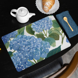 Blue Hydrangeas   Beautiful Floral Garden Cloth Placemat