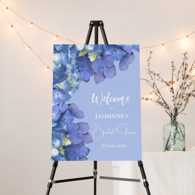 Blue  Hydrangeas Blooms Bridal Shower  Foam Board (In Situ (Stand))