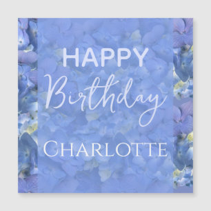 Blue Hydrangeas Blooms Happy Birthday Custom Name