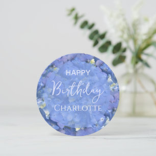 Blue Hydrangeas Blooms Happy Birthday Custom Name