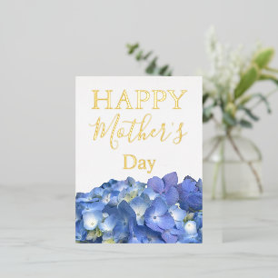 Blue Hydrangeas Blooms Mother's Day Foil Holiday Postcard