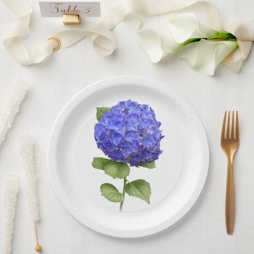 Blue Hydrangeas  Botanical Art Paper Plates