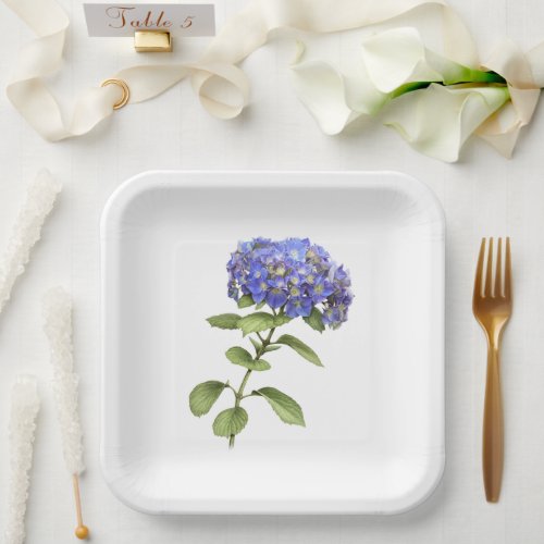 Blue Hydrangeas  Botanical Art Paper Plates