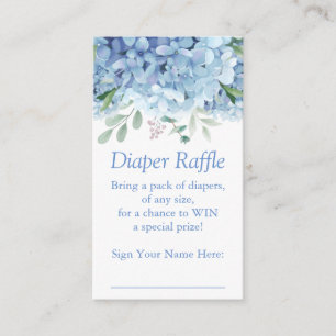 Blue Hydrangeas Boy Diaper Raffle Ticket Enclosure Card