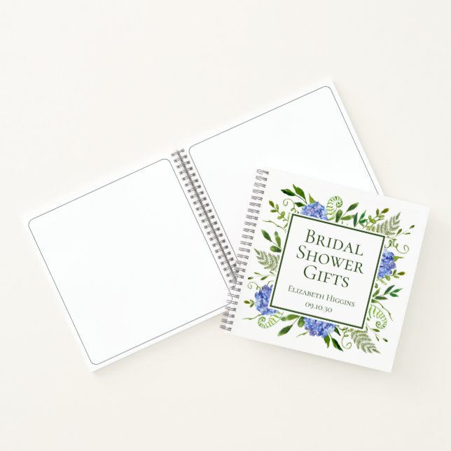 Blue Hydrangeas Bridal Shower Gifts Notebook (Inside)