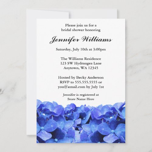 Blue Hydrangeas Bridal Shower Invitation