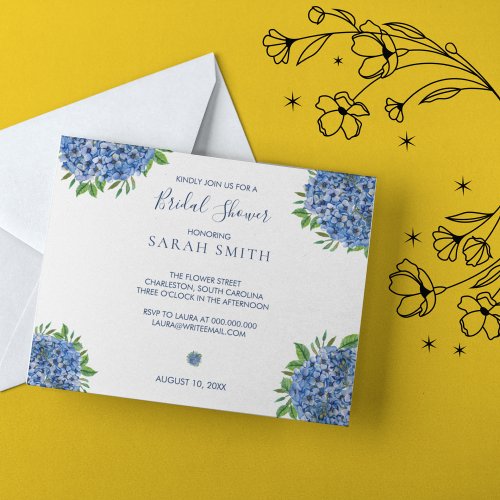 Blue Hydrangeas Bridal Shower Invitation