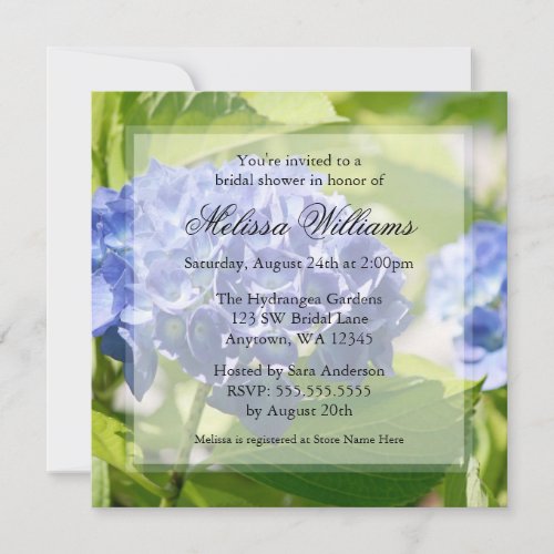 Blue Hydrangeas Bridal Shower Invitations