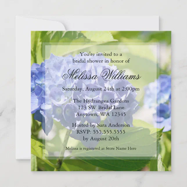Blue Hydrangeas Bridal Shower Invitations Zazzle