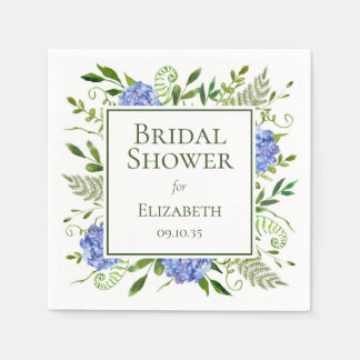 Blue Hydrangeas Bridal Shower Napkins