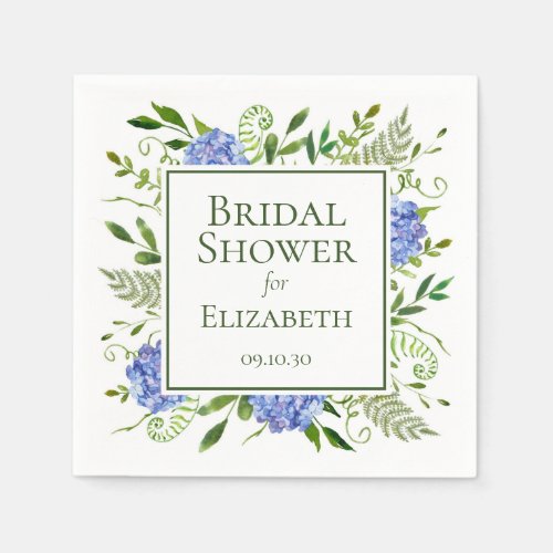 Blue Hydrangeas Bridal Shower Napkins