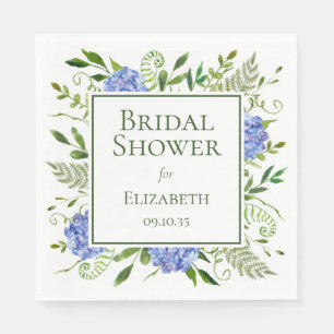 Blue Hydrangeas Bridal Shower Napkins