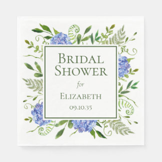 Blue Hydrangeas Bridal Shower Napkins