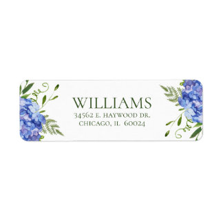 Blue Hydrangeas Bridal Shower Return Address Label