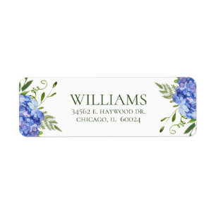 Blue Hydrangeas Bridal Shower Return Address Label