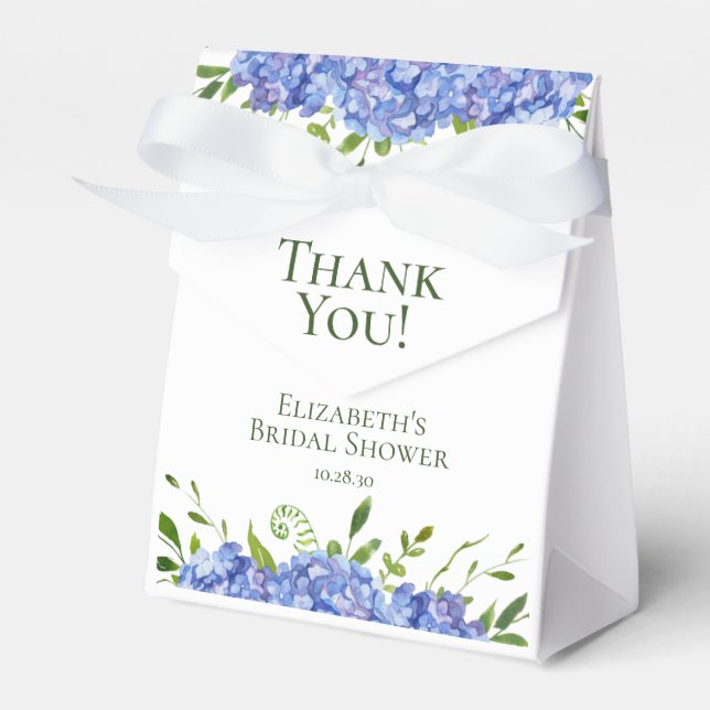 Blue Hydrangeas Bridal Shower Thank You Favor Boxes (Front Side)