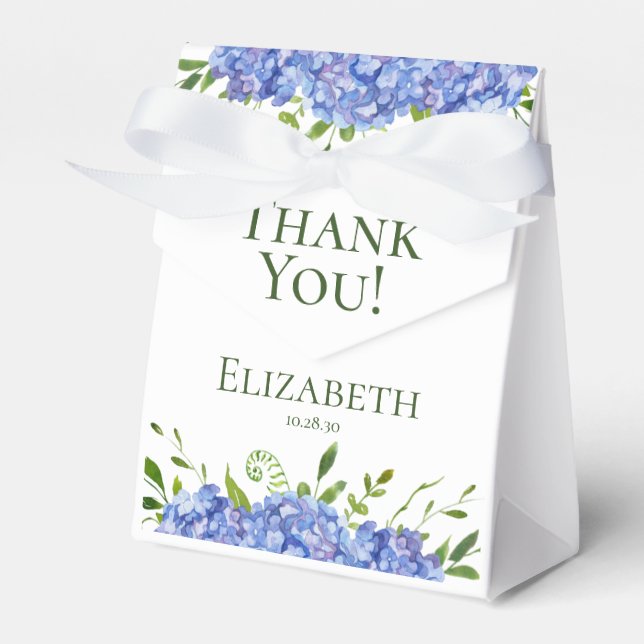 Blue Hydrangeas Bridal Shower Thank You Favor Boxes (Front Side)