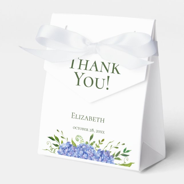 Blue Hydrangeas Bridal Shower Thank You Favor Boxes (Front Side)