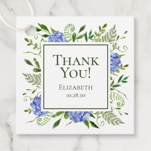 Blue Hydrangeas Bridal Shower Thank You Favor Tags