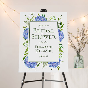 Blue Hydrangeas Bridal Shower Welcome Foam Board