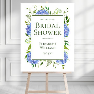 Blue Hydrangeas Bridal Shower Welcome Sign