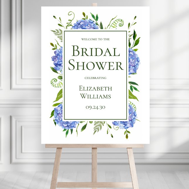 Blue Hydrangeas Bridal Shower Welcome Sign (Creator Uploaded)