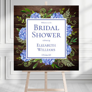 Blue Hydrangeas Bridal Shower Welcome Sign