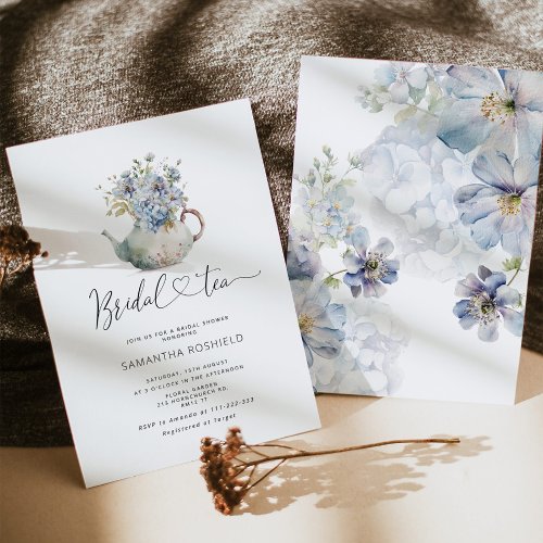 Blue Hydrangeas bridal tea bridal shower Invitation